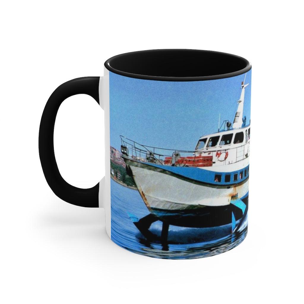 Colourful Accent Mugs, 11oz with Long Reef Hydrofoil September 1985 Geoff Eastwood Maritime Photography - Lost Manly Shop