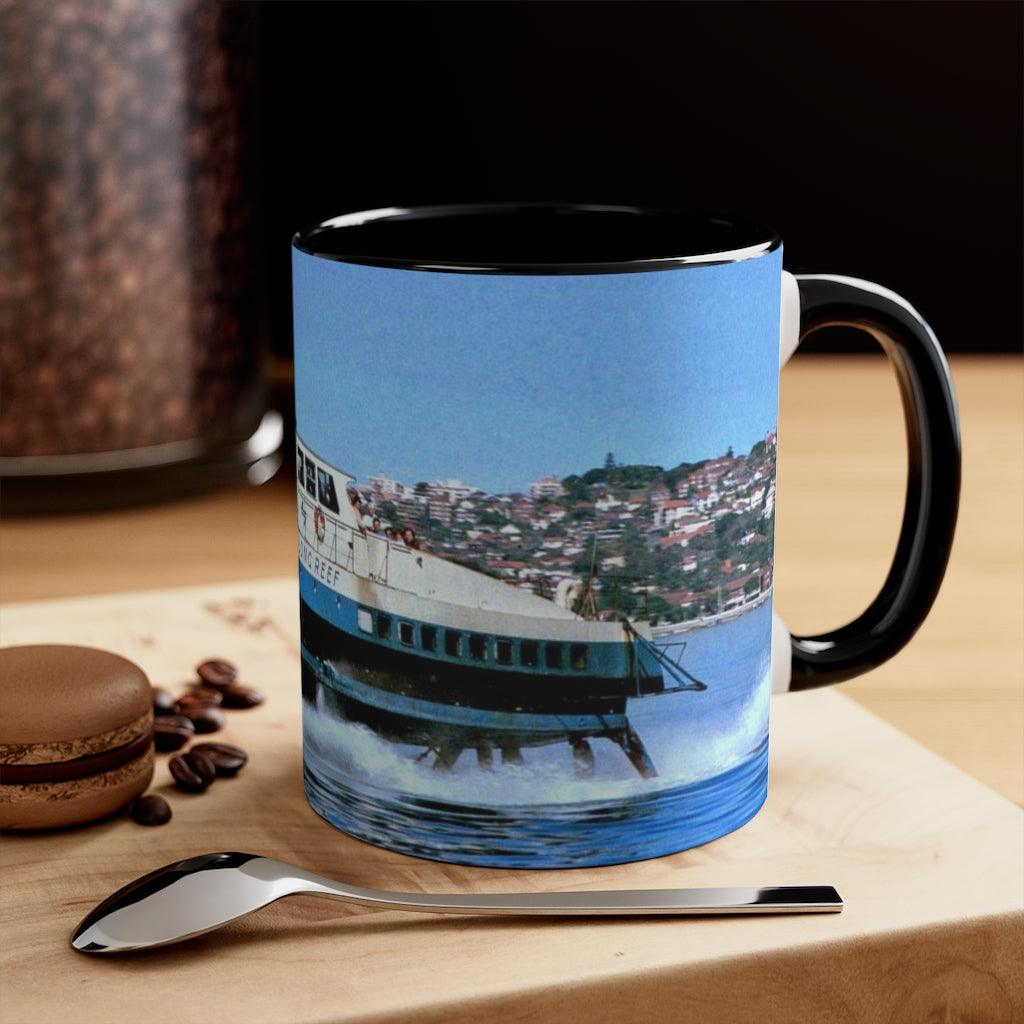 Colourful Accent Mugs, 11oz with Long Reef Hydrofoil September 1985 Geoff Eastwood Maritime Photography - Lost Manly Shop