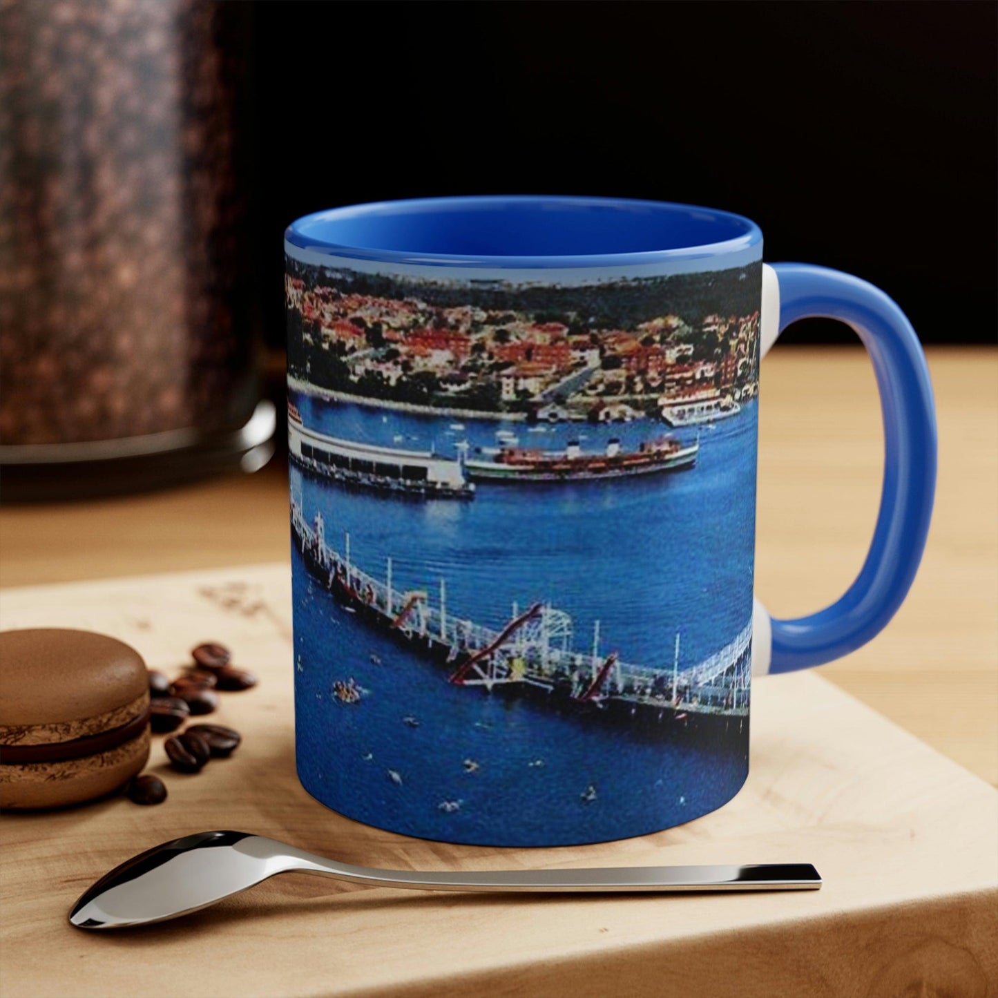 Colourful Accent Mug with Manly Promenade and Harbour Pool 1955 - Lost Manly Shop