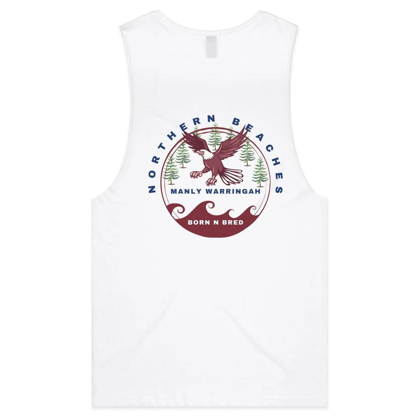Tank Top Tee Northern Beaches Manly Warringah BornNBred logo on back