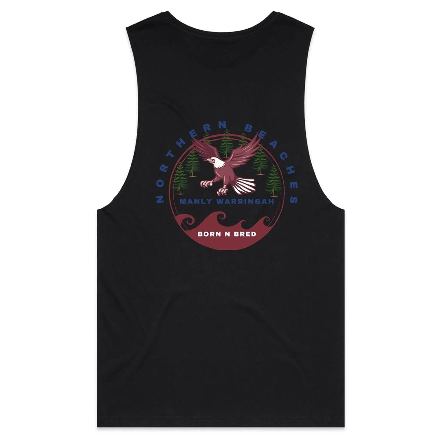 Tank Top Tee Northern Beaches Manly Warringah BornNBred logo on back