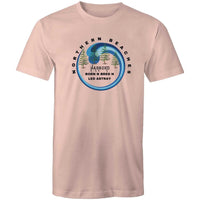 Cotton T-Shirt by AS Colour Staple Northern Beaches Harbord Born n Bred n Led Astray logo front