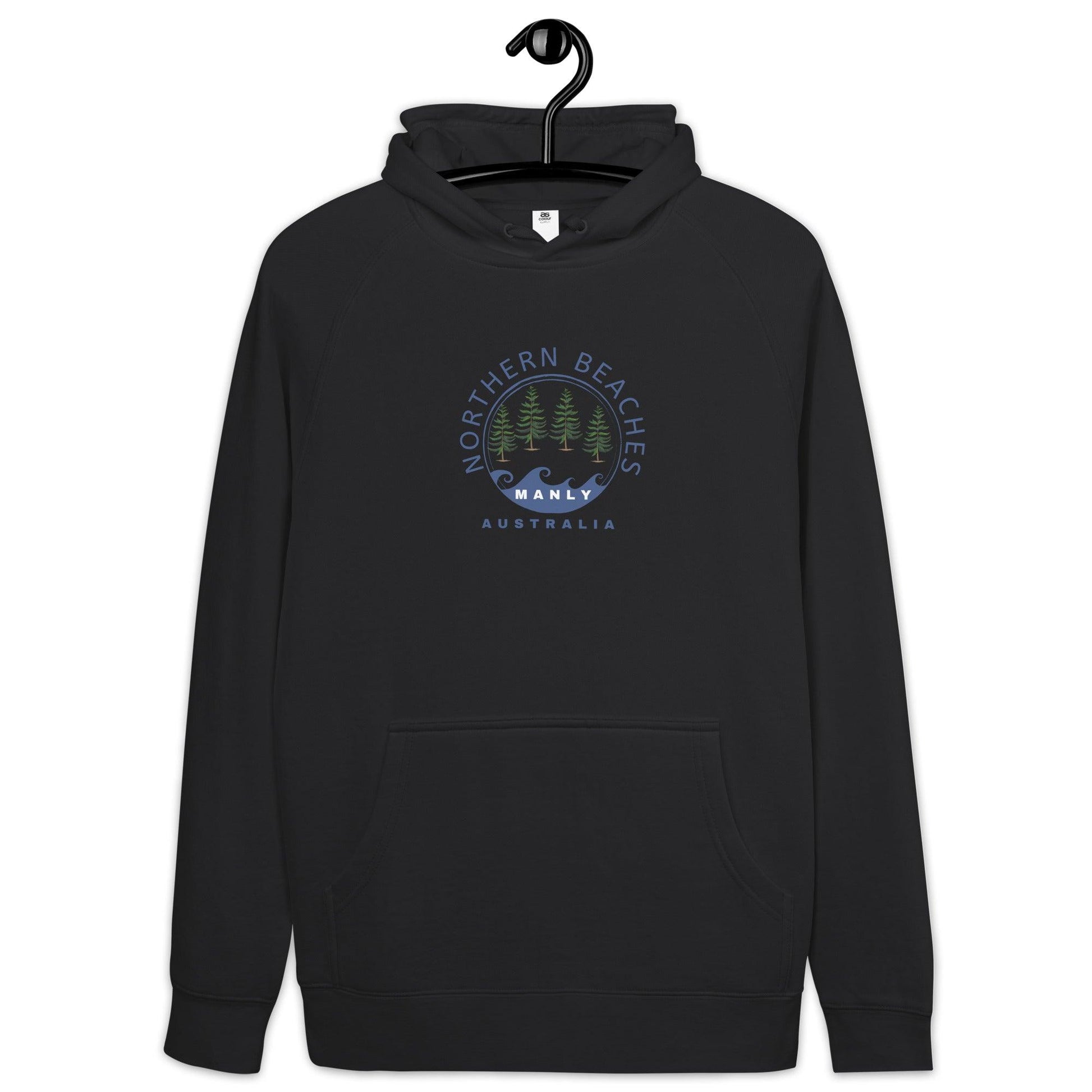 Unisex kangaroo pocket hoodie with logo front and back label - Lost Manly Shop