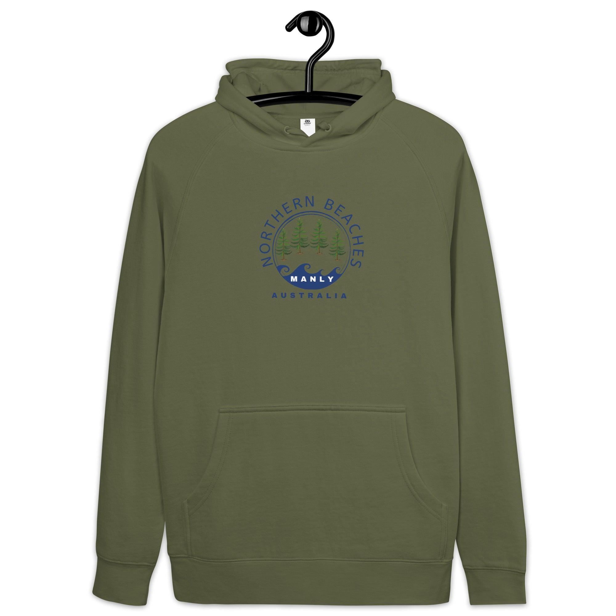 Unisex kangaroo pocket hoodie with logo front and back label - Lost Manly Shop
