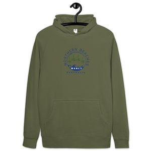 Unisex kangaroo pocket hoodie with logo front and back label - Lost Manly Shop
