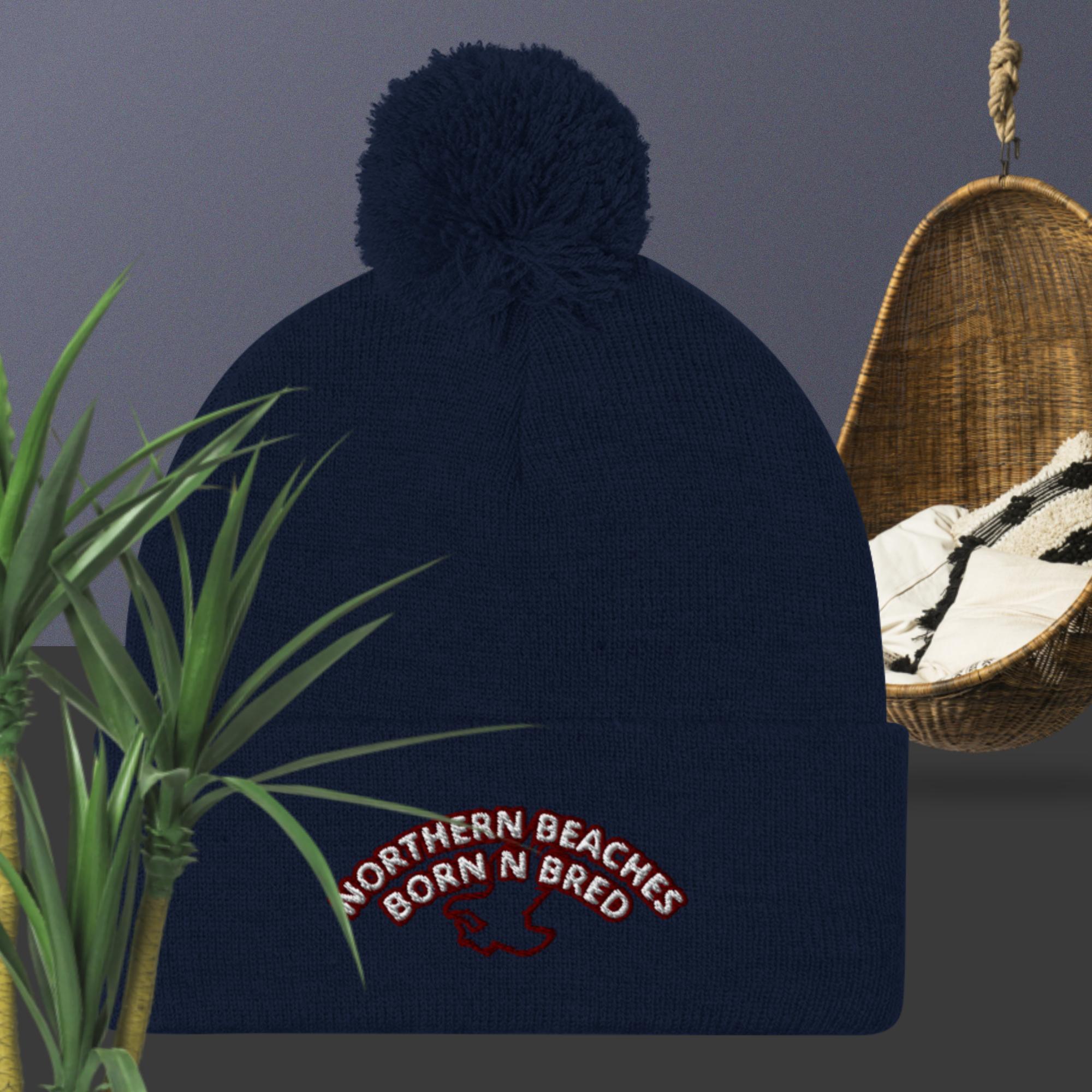 Pom-Pom Beanie Northern Beaches logo design - Lost Manly Shop