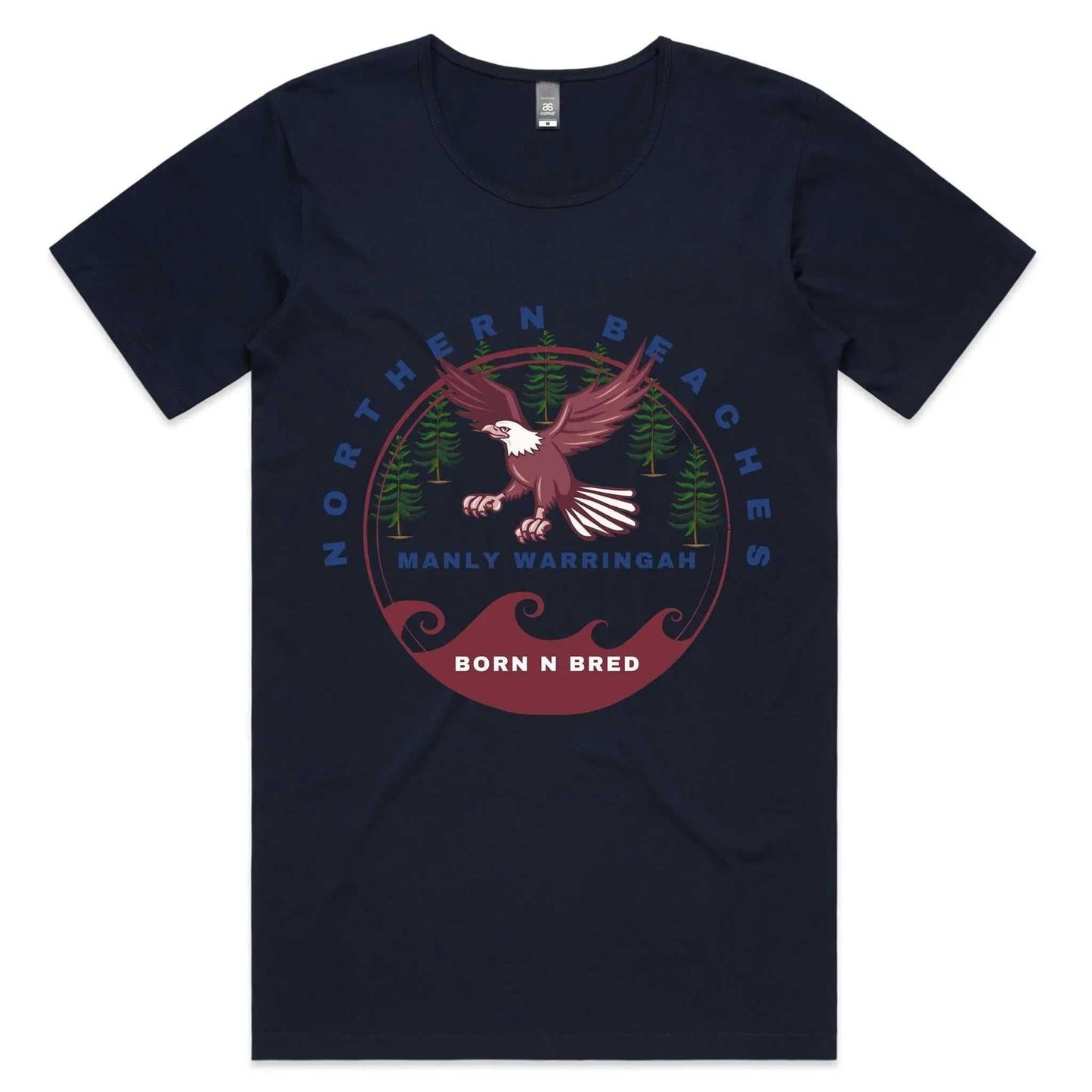 Scoop Neck T-Shirt - Manly Warringah BornNBred navy font