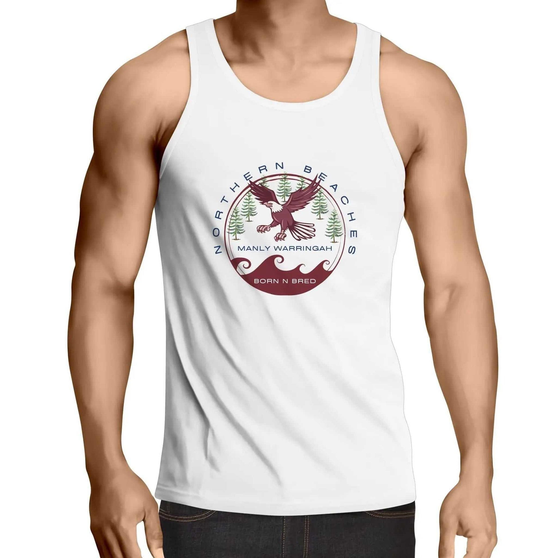 Singlet TShirt logo on front Manly Warringah Born n Bred