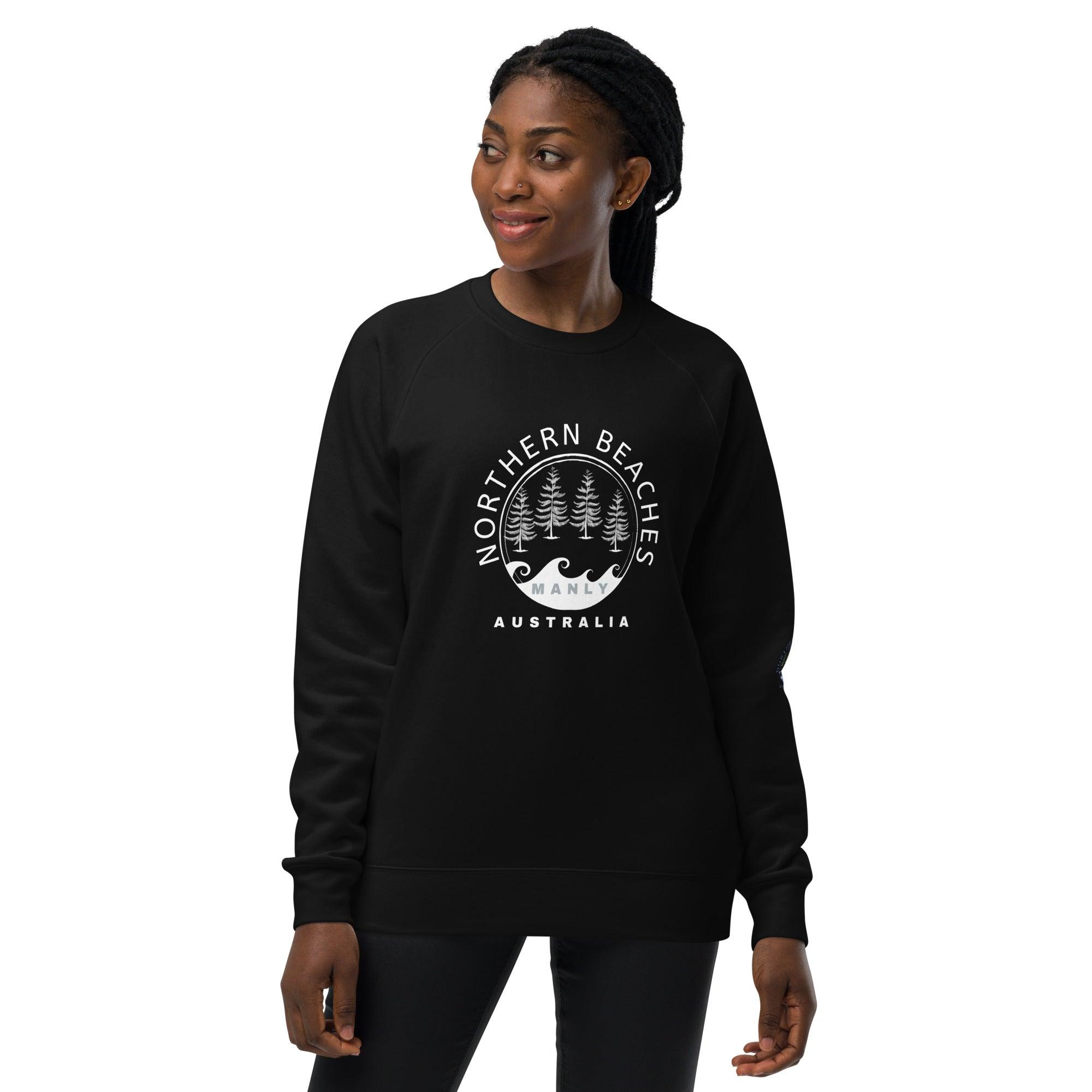 Unisex raglan sweatshirt with logo in 3 places front sleeve back lable - Lost Manly Shop