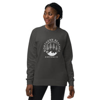 Unisex raglan sweatshirt with logo in 3 places front sleeve back lable - Lost Manly Shop