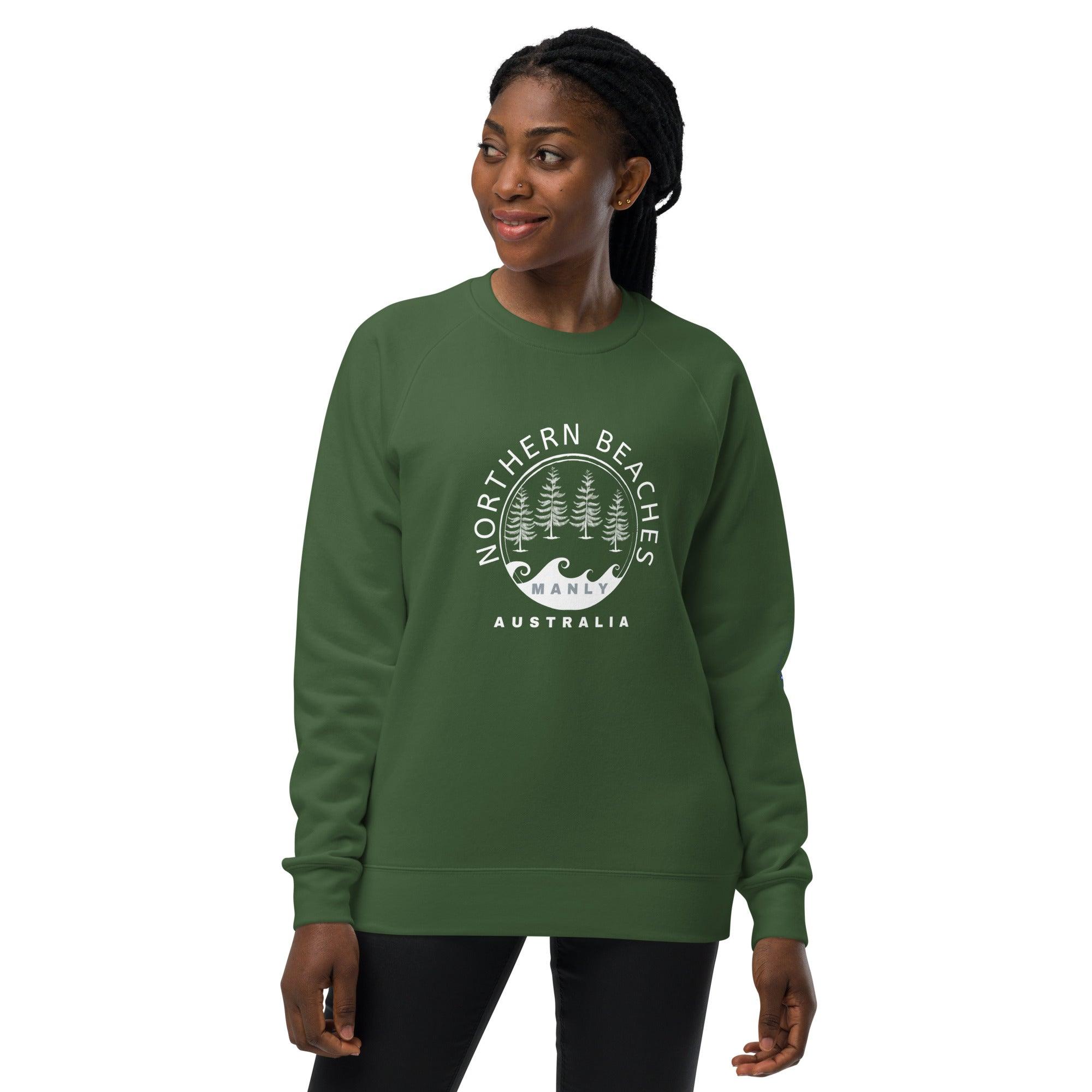 Unisex raglan sweatshirt with logo in 3 places front sleeve back lable - Lost Manly Shop