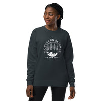 Unisex raglan sweatshirt with logo in 3 places front sleeve back lable - Lost Manly Shop