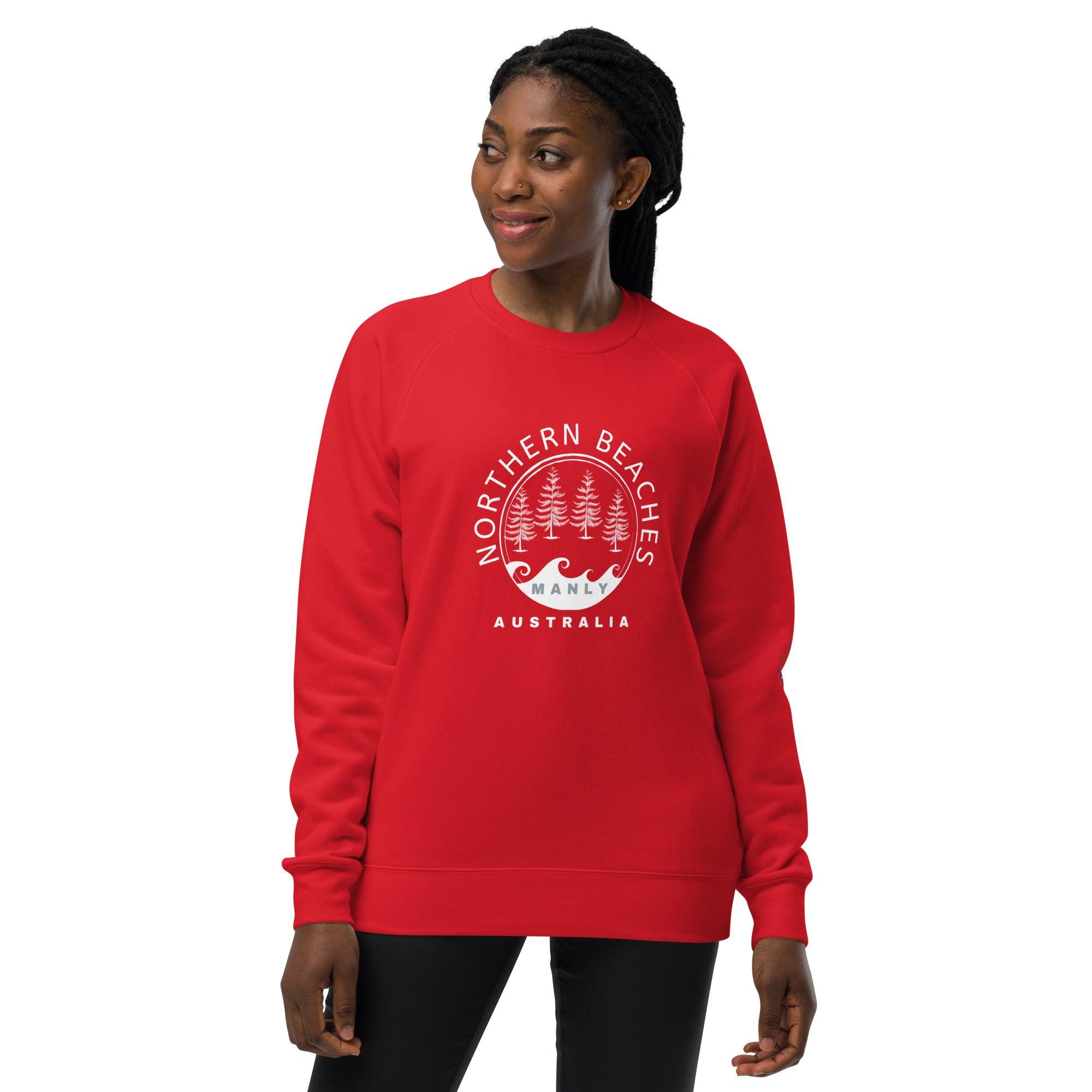 Unisex raglan sweatshirt with logo in 3 places front sleeve back lable - Lost Manly Shop