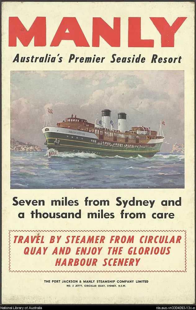 Poster Manly Seven Miles from Sydney Travel Poster