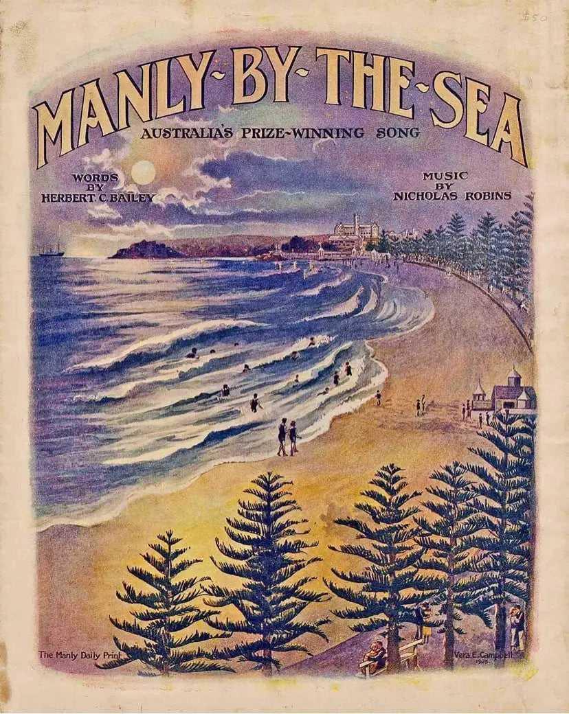 Vintage Poster Manly By the Sea in 1923