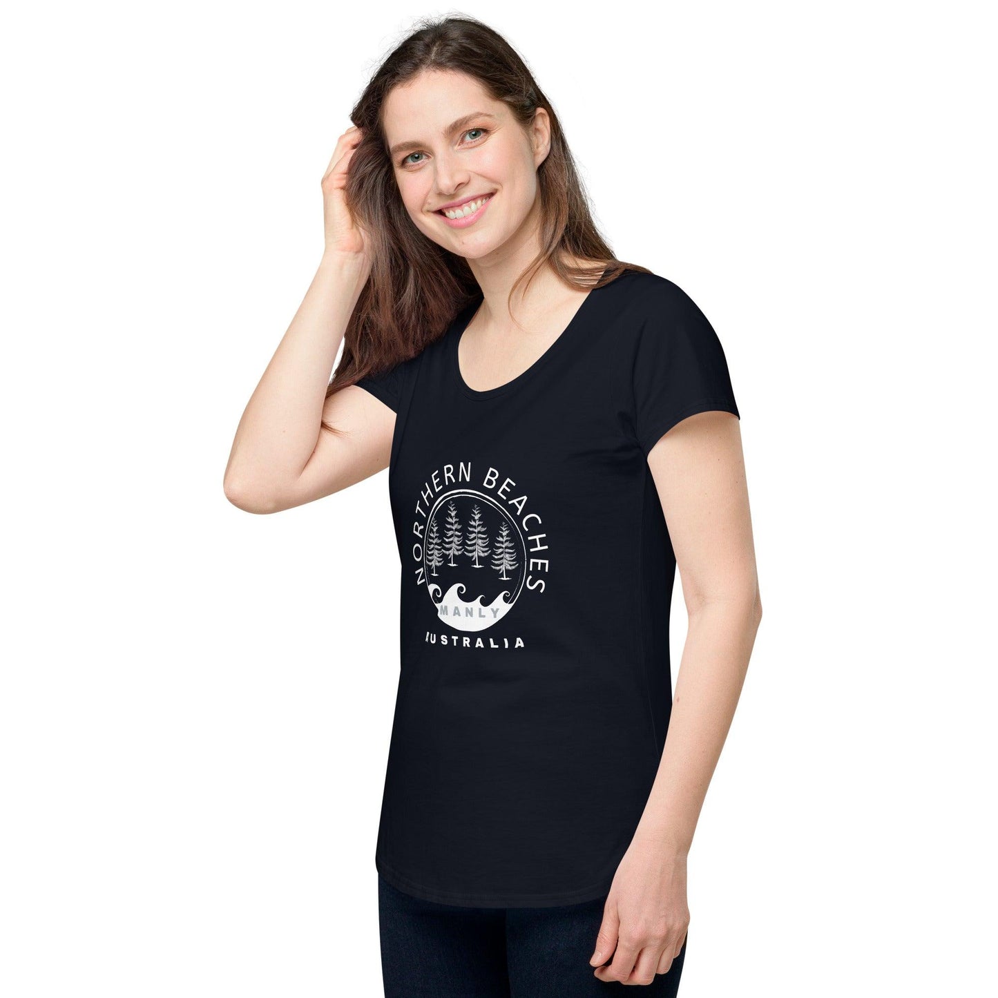 Women’s round neck tee with logo in 2 places - Lost Manly Shop