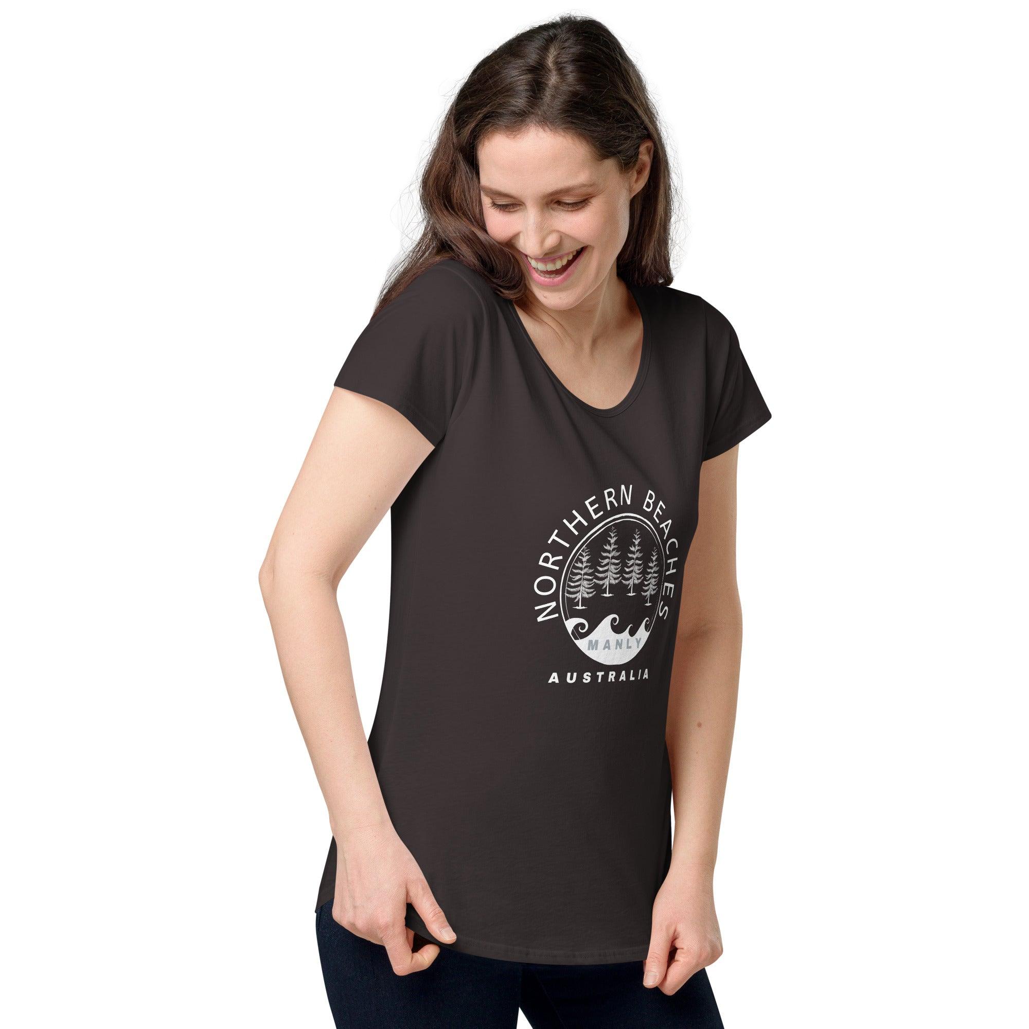 Women’s round neck tee with logo in 2 places - Lost Manly Shop