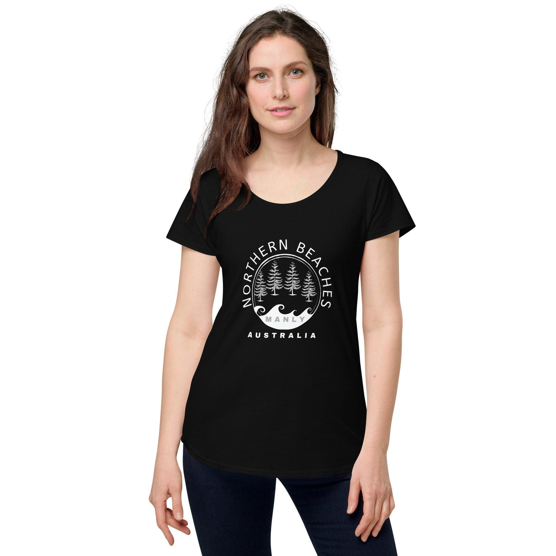 Women’s round neck tee with logo in 2 places - Lost Manly Shop