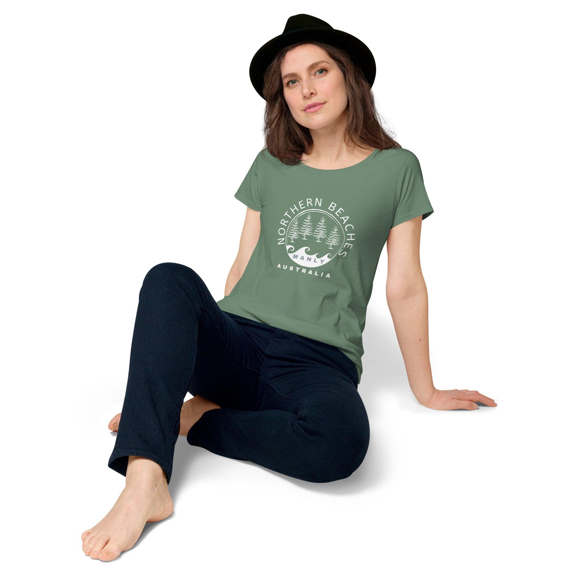 Women’s round neck tee with logo in 2 places - Lost Manly Shop