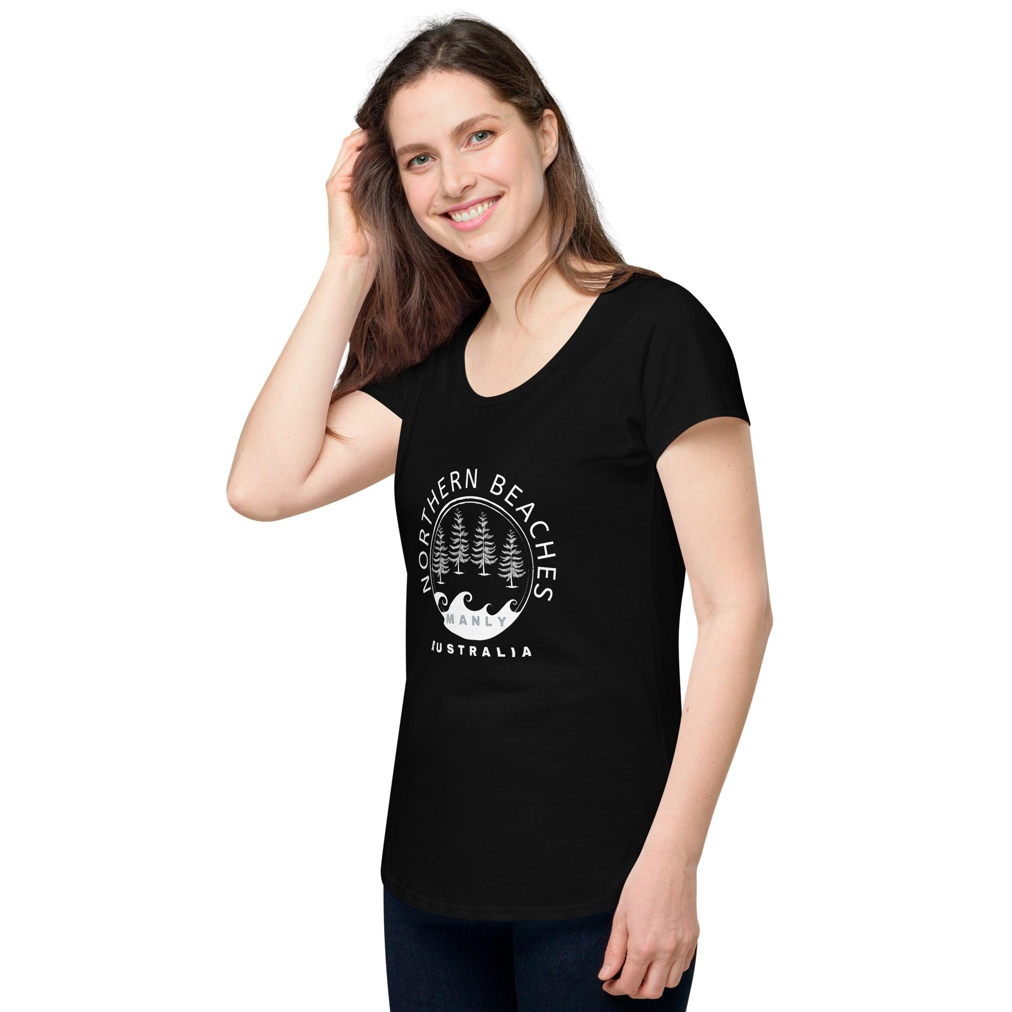 Women’s round neck tee with logo in 2 places - Lost Manly Shop