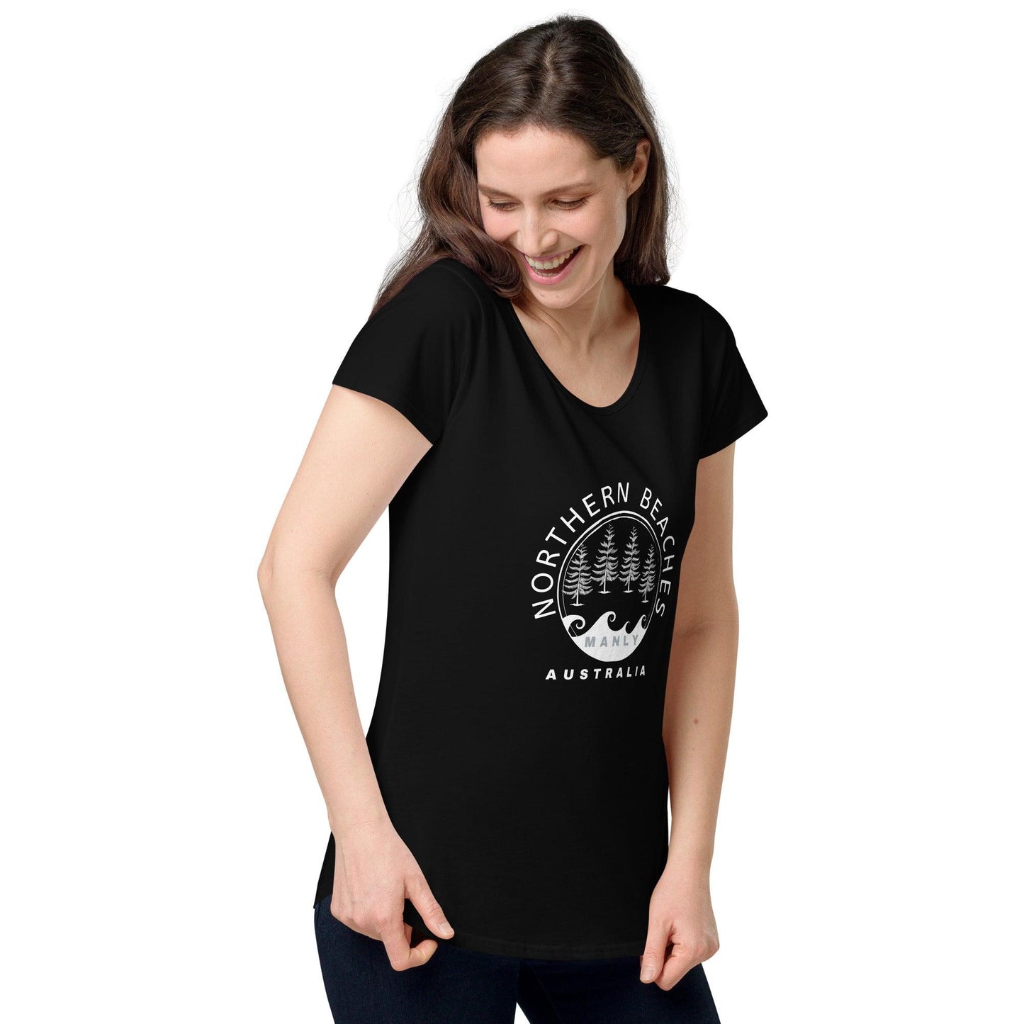 Women’s round neck tee with logo in 2 places - Lost Manly Shop