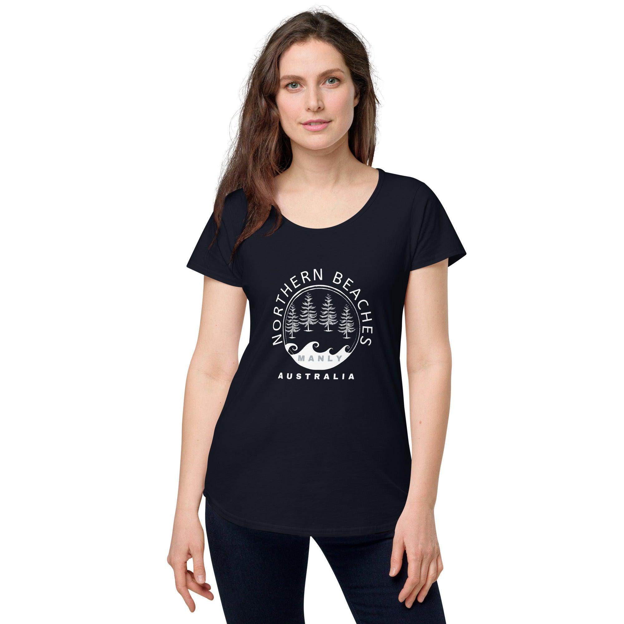 Women’s round neck tee with logo in 2 places - Lost Manly Shop